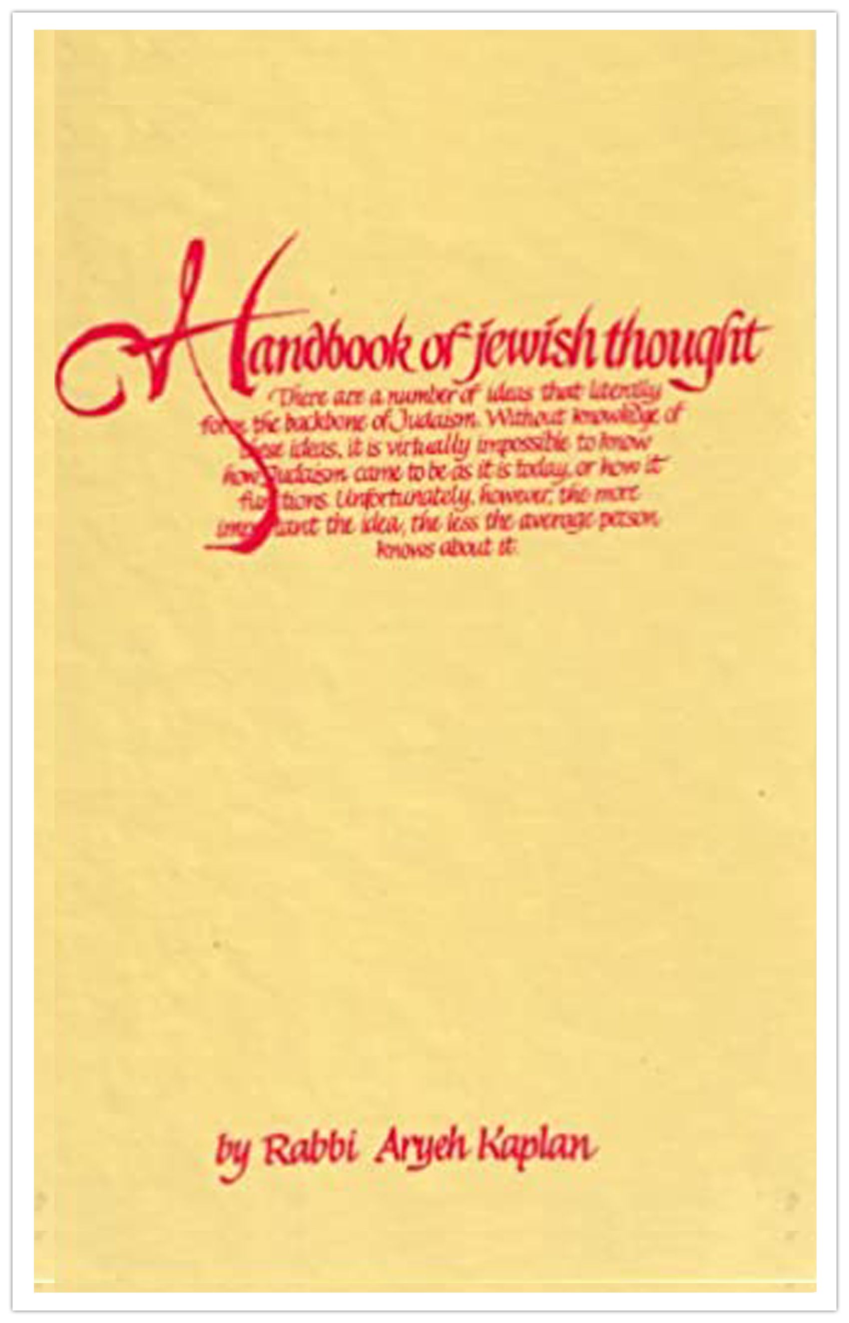 Handbook of Jewish Thought, Volume 1